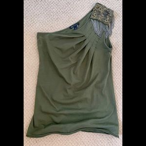 Mango Casual Sportswear Green One Shoulder Top